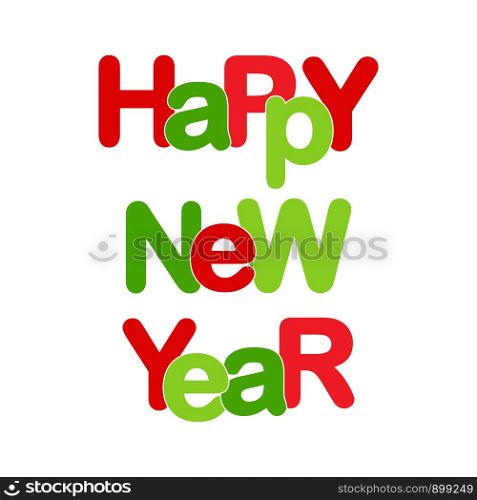 Colorful banner that says happy NEW YEAR. Lettering for design and decoration.