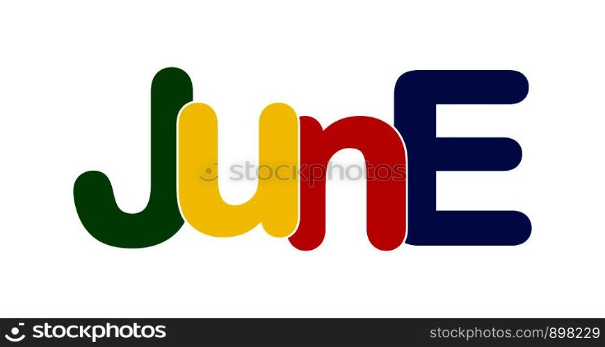Colorful banner with the inscription JUNE, for design and decoration