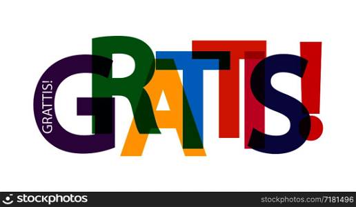 Colorful banner with the words CONGRATULATIONS! for design and decoration. Swedish language