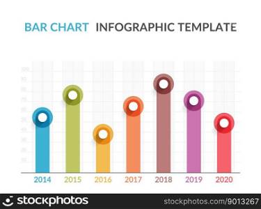 Colorful bar chart template with seven elements, business infographics template, vector eps10 illustration. Bar Chart Template
