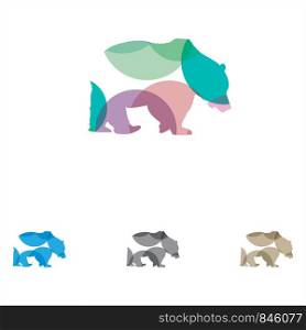 colorful bear illustration, panda logo design.