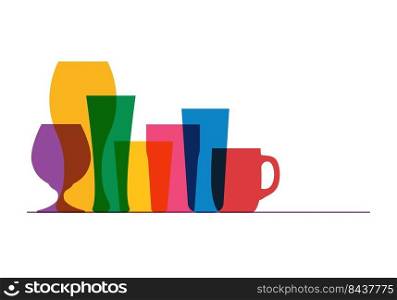 colorful beer glassware vector illustration