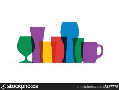 colorful beer glassware vector illustration