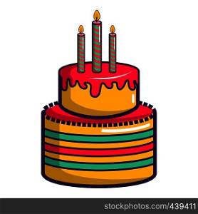Colorful birthday cake icon. Cartoon illustration of colorful birthday cake vector icon for web. Colorful birthday cake icon, cartoon style