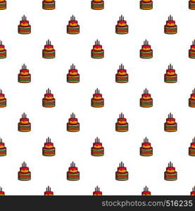 Colorful birthday cake pattern seamless repeat in cartoon style vector illustration. Colorful birthday cake pattern