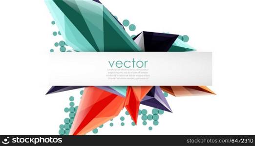 Colorful blooming crystals vector abstract background. Colorful blooming crystals vector abstract background. Glass transparent effect shiny 3d triangular forms