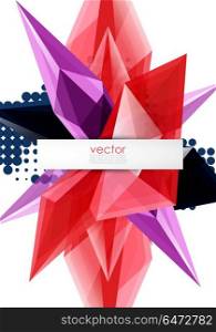 Colorful blooming crystals vector abstract background. Colorful blooming crystals vector abstract background. Glass transparent effect shiny 3d triangular forms