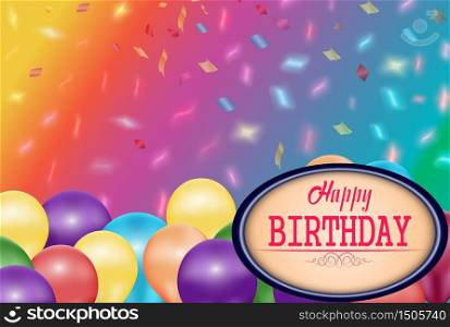 Colorful blurred confetti background with color balloons and place for text.Vector