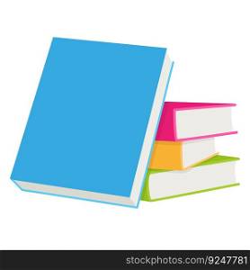 Colorful book stack isolated on white background 