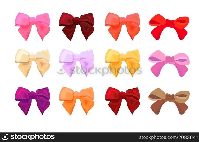 Colorful bow collection for design. Vector illustration.