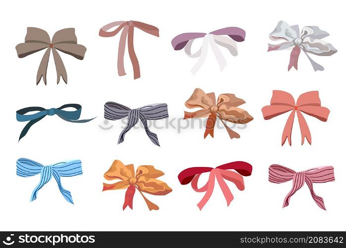 Colorful bow collection for design. Vector illustration.