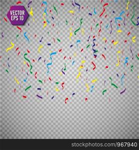 Colorful bright confetti isolated on transparent background. Festive vector illustration.. Colorful bright confetti isolated on transparent background. Festive vector illustration