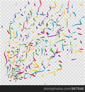 Colorful bright confetti isolated on transparent background. Festive vector illustration.. Colorful bright confetti isolated on transparent background. Festive vector illustration