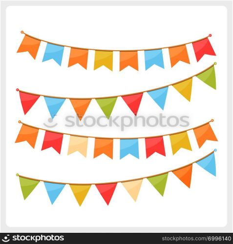 Colorful bunting for decoration of invitations, greeting cards etc, bunting flags, autumn colors, vector eps10 illustration. Autumn Bunting