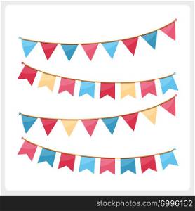 Colorful bunting for decoration of invitations, greeting cards etc, bunting flags, pink and blue colors, vector eps10 illustration. Pink and Blue Bunting