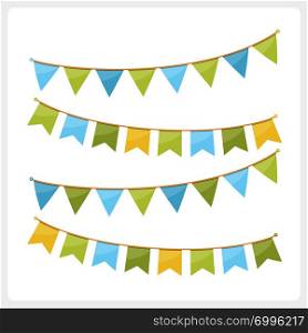 Colorful bunting for decoration of invitations, greeting cards etc, bunting flags, summer colors, vector eps10 illustration. Summer Bunting