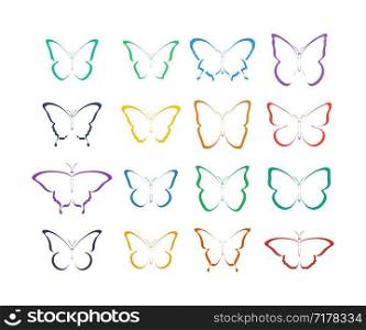 Colorful Butterflies collection. Butterfly in flat design. Butterflies in trendy flat design. Eps10