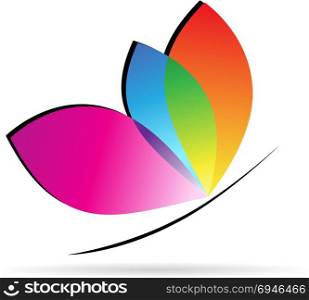 colorful butterflies on white background for design