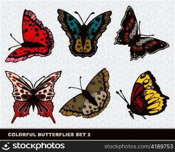 colorful butterflies set vector illustration