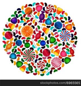 Colorful candy background in circle concept