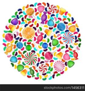 Colorful candy background with concept circle.vector