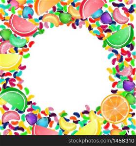 Colorful candy background with jelly beans, and jelly candies.vector