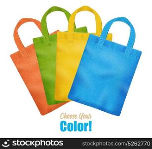 Colorful Canvas Tote Bags Collection Advertisement. Modern colorful canvas tote bags collection online season sale corporate identity template advertisement poster realistic vector illustration