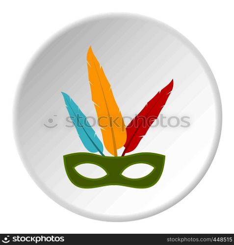 Colorful carnival mask icon in flat circle isolated vector illustration for web. Colorful carnival mask icon circle