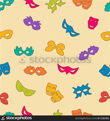 Colorful carnival masks seamless pattern. Colorful carnival masks seamless pattern on monotone background - vector