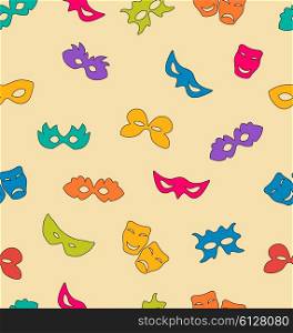 Colorful carnival masks seamless pattern. Colorful carnival masks seamless pattern on monotone background - vector