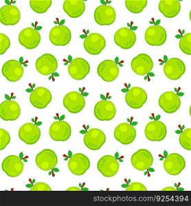 Colorful cartoon apple fruit seamless pattern isolated on white background. Doodle simple vector juicy food. Juice packaging design. Summer fabric print template.