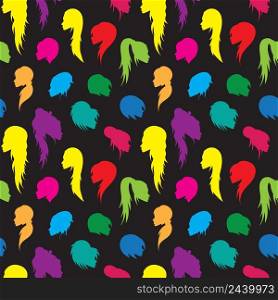 Colorful cartoon avatar beautiful girls with different hairstyles collection seamless pattern. Vector illustration.