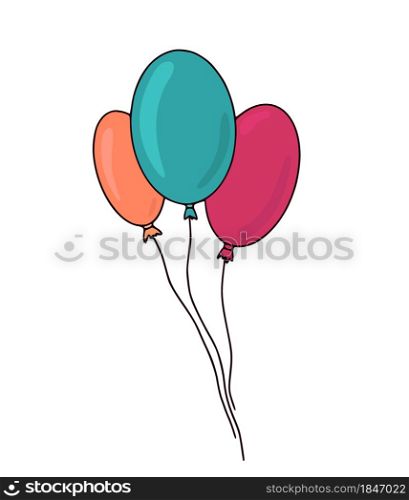 Colorful cartoon balloons illustration for childish holidays design and wedding decorations. Colorful cartoon balloons illustration for childish holidays design and wedding decorations.