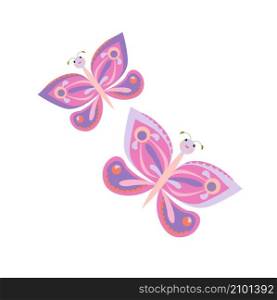 Colorful cartoon butterfly sticker art design stock vector illustration object isolated