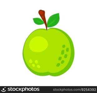 Colorful cartoon green apple fruit icon isolated on white background. Doodle simple vector summer juicy food. Juice package or logo design element.