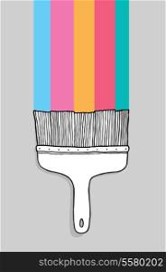 Colorful cartoon paintbrush with copyspace