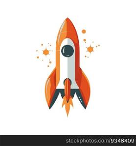 Colorful cartoon rocket. Vector illustration.