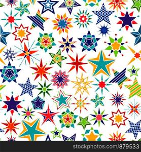 Colorful cartoon stars decorative pattern with white background. Vector illustration. Colorful cartoon stars decorative pattern