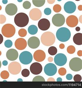 Colorful chaotic circle seamless pattern on a white background.