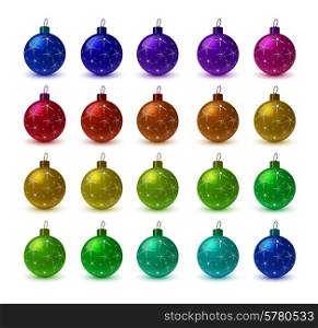 Colorful christmas balls. Set of isolated realistic decorations. Ball for the Christmas tree