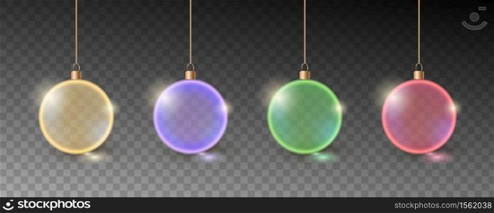 Colorful christmas balls. Set of realistic decorations.