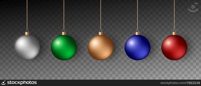 Colorful christmas balls. Set of realistic decorations.