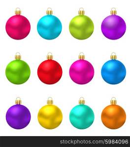 Colorful Christmas Glass Balls. Illustration collection colorful Christmas Glass Balls - Vector