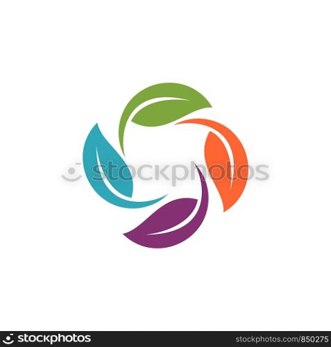 Colorful Circle Leaves Logo Template Illustration Design. Vector EPS 10.