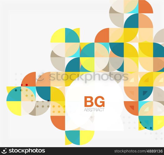 Colorful circles modern abstract composition with text. Geometric background. Vector template background for workflow layout, diagram, number options or web design