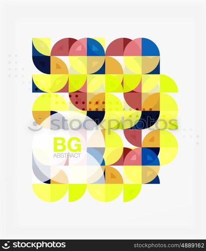 Colorful circles modern abstract composition with text. Geometric background. Vector template background for workflow layout, diagram, number options or web design