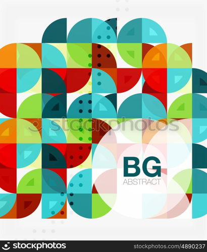 Colorful circles modern abstract composition with text. Geometric background. Vector template background for workflow layout, diagram, number options or web design