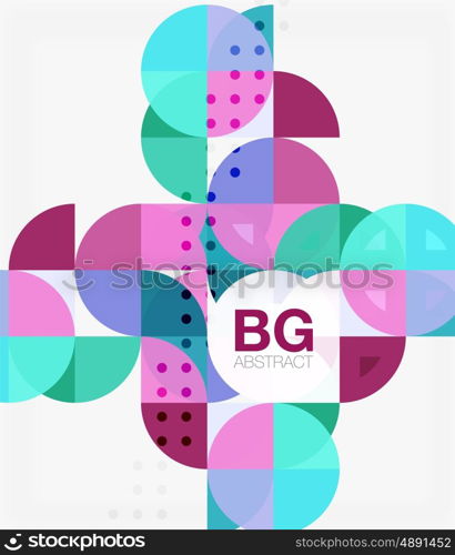 Colorful circles modern abstract composition with text. Geometric background. Vector template background for workflow layout, diagram, number options or web design