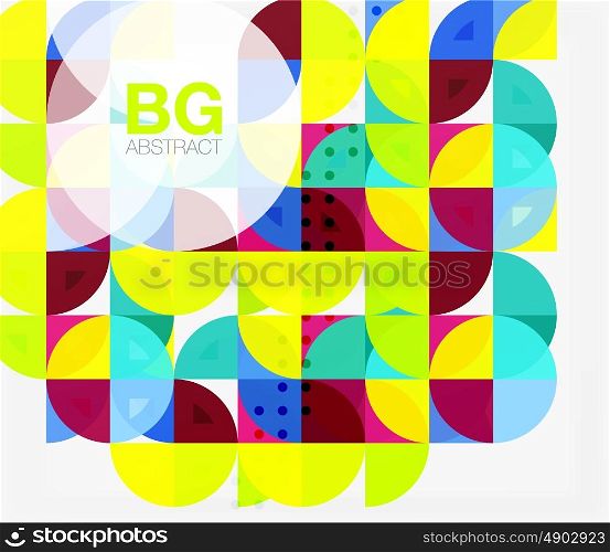 Colorful circles modern abstract composition with text. Geometric background. Vector template background for workflow layout, diagram, number options or web design