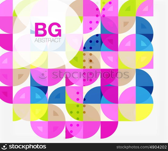 Colorful circles modern abstract composition with text. Geometric background. Vector template background for workflow layout, diagram, number options or web design